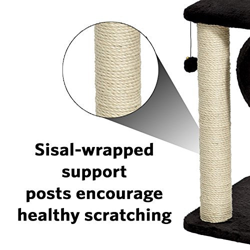 Cat Tree | Escapade Cat Furniture, 4-Tier Cat Activity Tree w/Sisal Wrapped Support Scratching Posts & Lounging Cat Look-Out, Black/White Pattern, Medium Cat Tree - size: Escapade Cat Furniture, Black Pattern