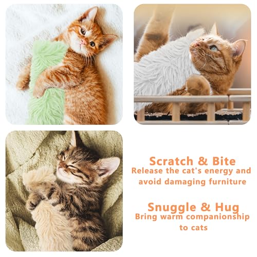3 Pack Catnip Toys,Soft and Durable Cat Pillows Toys, Crinkle Sound Catnip Catnip Toys,Indoor Interactive Cat Kicker Toy, Companion Toys for Cats (Gray Set) - color: Green+Yellow+Gray