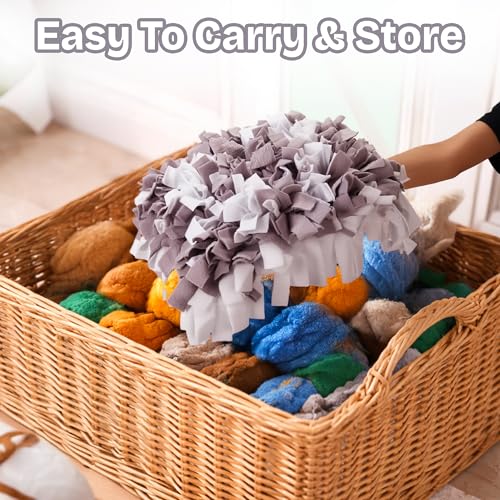 Snuffle Mat for Dogs | Travel-Friendly & Durable Dog Sniff Mat | Encourages Foraging, Slow Eating, Mental Stimulation & Stress Relief | Interactive Dog Enrichment Mat for Puppies & Adult Dogs (Grey) - color: Light Gray