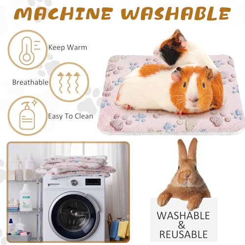 Tuanse 4 Pack Ultra Soft Dog Cat Bed Mat Small Animal Guinea Pig Bed with Cute Print Reversible Fleece Dog Crate Kennel Pad Cozy Washable Thickened Hamster Pet Beds Mat(13 x 10 Inches,Light Brown) - color: as shown on the picture, size: 13 x 10 Inches