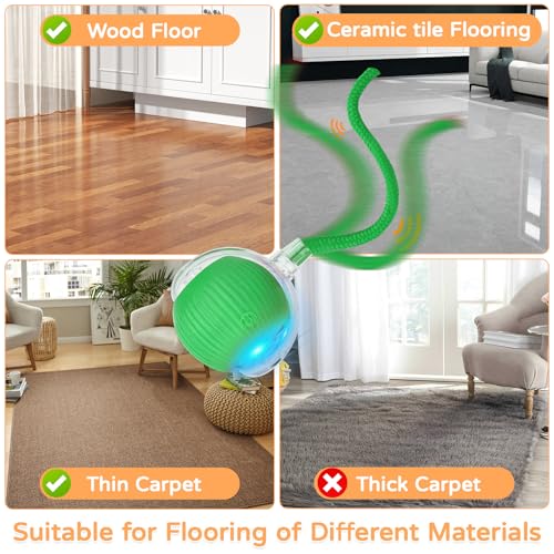 Goosheep 2025 New 1Pack Cat Ball Kitten Toys for Indoor Interactive Kitty Ball Toy Speedy Tail 360° Automatic Rolling for Dog, Cat(Green) - size: 1 Pack