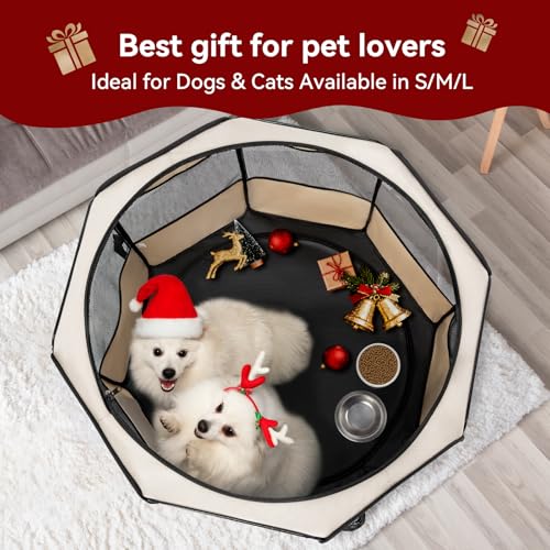PETSFIT 45.5" Dog Playpen Indoor/Outdoor-Jump-Proof 28.5" Height with Removable Waterproof Mat & Zippered Roof | RV, Camping, Travel Dog Pen | Whelping & Cat Observation Space(45.5"L x 45.5"W x 28.5H) - color: Grey