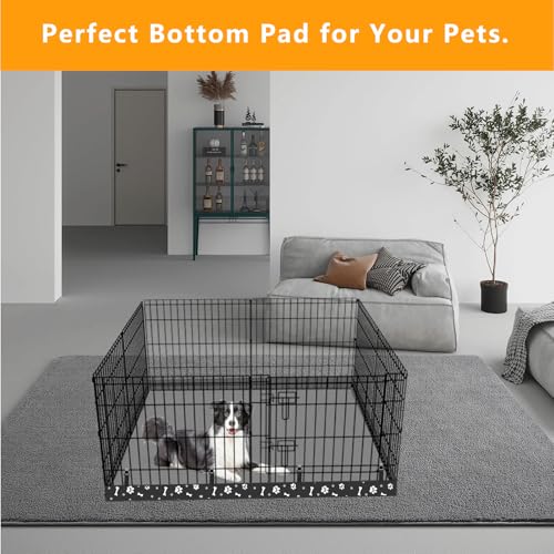 Dog Playpen Square Bottom Pad Fits for 48 Inch 8 Panels Metal Exercise Pet Playpen, Dog Crate Pad Puppy Playpen Pad, Elastic Buckles Connections.(Note: Playpen Not Included) -Black - color: Black