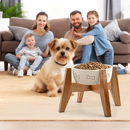 RAINBLELAND Elevated Dog Bowl Stand for Small Dogs, 7" Tall Raised Dog Bowl Stand Fits Up to 7" Bowls, Solid Acacia Wood Dog Bowl Holder, Set of 2 Wooden Dog Feeding Stands (Stand Only) - color: Small - 2 Pack