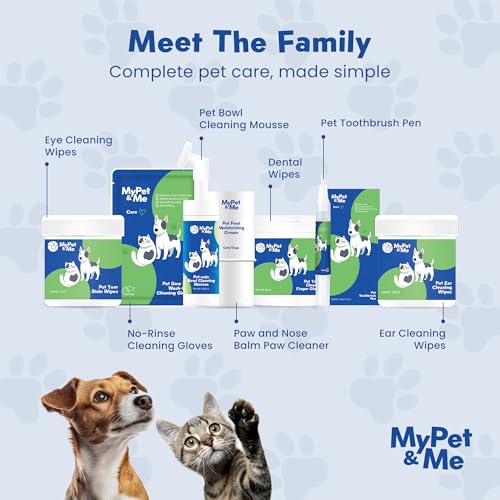 My Pet & Me Pet Glove Wipes for Dogs & Cats, Hypoallergenic No-Rinse Grooming with Olive & Jojoba Oil, Deodorizing Dog Bath Gloves & Lick-Safe Cat Wipes for Paws, Face, Ears, 6 Count Travel Pack