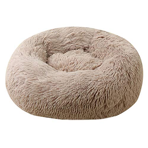 Fluffy Dog & Cat Bed Plush Donut Round Pet Bed,Coffee,20x20inch - color: Coffe, size: 20x20inch
