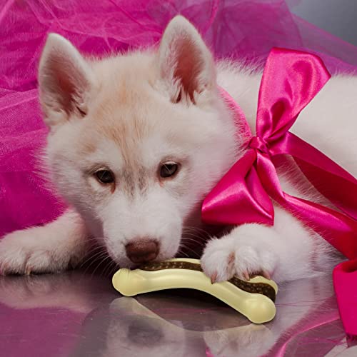 Sosation Bones Shaped Dog Toys for Aggressive Chewers, 2 Pack Christmas Dog Chew Toys Puppy Teething Nylon Beef Flavor for Large/Medium/Small Puppies Breeds(Curved Bone,Medium, Small) - size: Medium, Small, style: Curved Bone