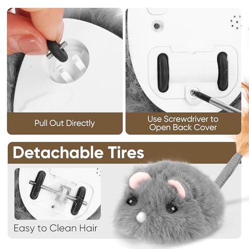 Moving Cat Toy Cat Mouse Toy with Automatically Wagging Tail Plush Mouse Toys for Cats 2026 Upgraded Interactive Cat Toy Squeaky Mouse