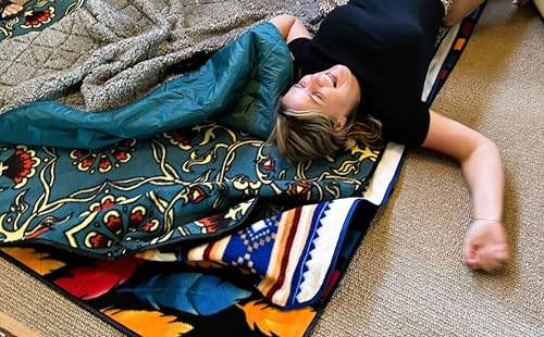 DOWN UNDER OUTDOORS Large Waterproof Windproof Extra Thick 350 GSM Quilted Fleece, or Sherpa Stadium Blanket - color: Aztec