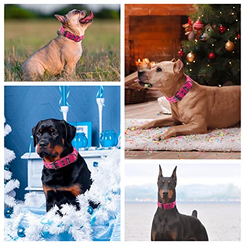 Reflective Dog Collar Heavy Duty Tactical with Control Handle and Metal Buckle for Dog Training(Large, Pink) - color: Pink, size: Large (Pack of 1)