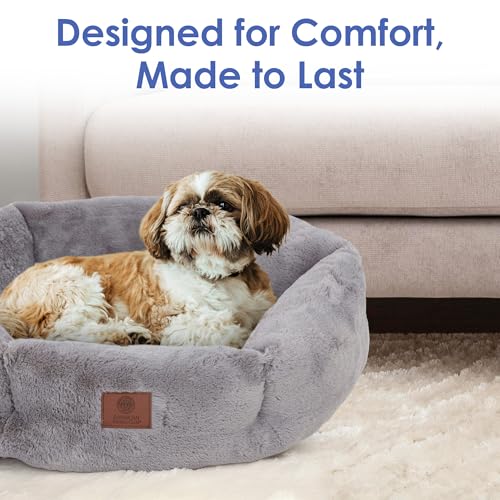 American Kennel Club Round Plush Dog Bed - 20" Cozy Donut Design for Small Pets, Ultra-Soft Washable Pet Bed with Non-Slip Bottom, Durable High-Loft Filling, Gray - color: Gray