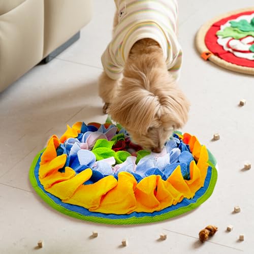Slip-Free Dog Snuffle Mat, Dog Feeding Mat Slow Feeder with Hanging Ropeand Relieve Stress, Snuffle Mat for Dogs Rabbits Hamsters to Improve Digestion (Dense Flowers)