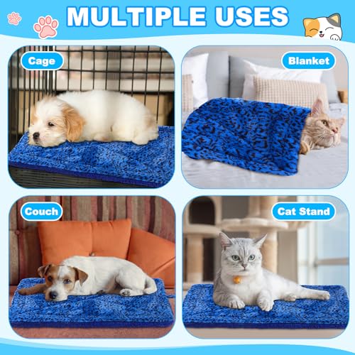 Riakrum 4 Pack Self Warming Cat Bed Mats Leopard Print Cat Dog Thermal Blanket Double Sided Self Heating Pet Pad with Storage Bags for Pet Winter Outdoor Indoor Supplies, Non Electric(L) - size: L