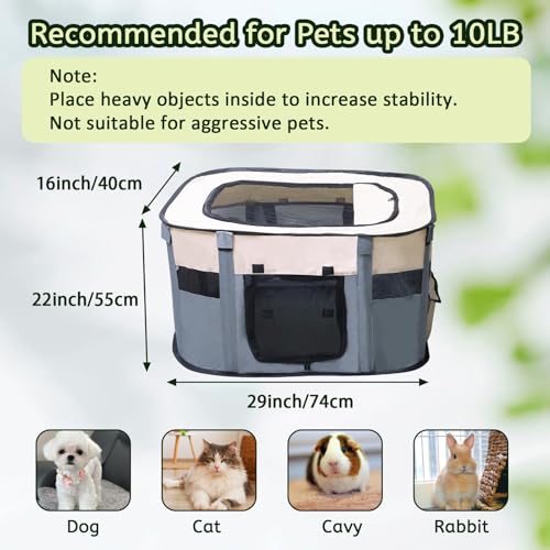 Dog Playpen Portable Cat Dog Playpen for Indoor & Outdoor Foldable Kennel Tent Crate,Water-Resistant Breathable Shade Cover, Dog Crate for Small Animals with Carrying Case - size: S(29" x 22" x 16")