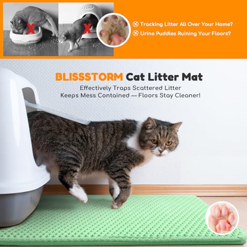 Extra Large Waterproof Cat Litter Mat - New 31x24 Inch Honeycomb Double Layer Traps Litter, Waterproof & Non-Slip Floor Protector, Easy Clean, Odor-Free, Green - color: Green