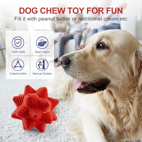 LiuMelinda Dog Chew Toys for Aggressive-Chewers - Indestructible Dog Toy for Aggressive Chewer,Tough Chew Toys for Dogs (Rubber Stacked Star Ball) - color: 19-Red-Stacked Star Ball