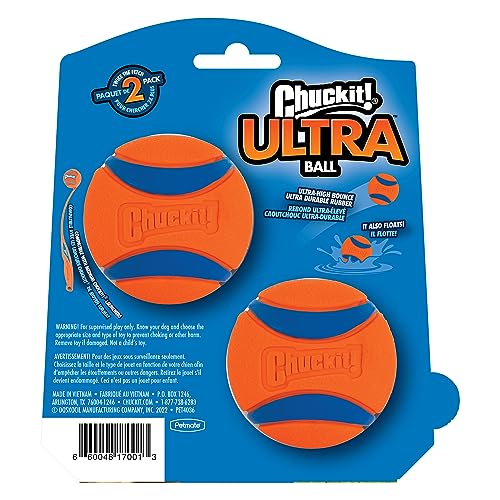 Chuckit! Ultra Ball Dog Toy - Medium Bouncy Fetch Balls For Dogs 20-60 lbs - Made from Durable Rubber - Floating Water Pet Toys - Size Medium - 2.5-inch Diameter - Pack of 4 - size: Medium, style: Medium (4 Pack)