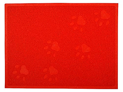 Cat Litter Box Debris Catcher Mat,Kitty Scatter Control Rug,16x12 Inches,5 Colors Available (Red) - color: Red