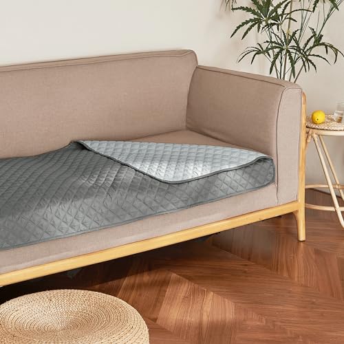 NICETOWN 100% Waterproof Dog Blanket Soft Pet Bed Cover Double Sided Reversible Protect Furniture Couch Sofa Car for Puppy Cat Kids (Dark Grey/Light Grey, 30x70 Inch, Pack of 1) - color: Dark Grey/Light Grey, size: 70"L x 30"W x 0.15"Th
