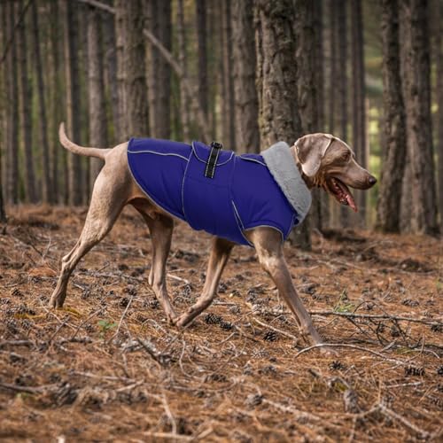 Lelepet Warm Dog Winter Coat Waterproof Dog Jacket with Adjustable Buckle & Leash Hole Reflective Pet Fleece Snowsuit Turtleneck Windproof Cold Weather Coats, Blue, S - color: Blue, size: S