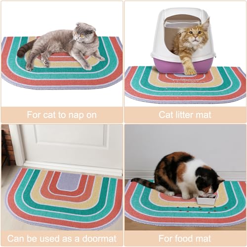 Cat Litter Mat Quality Litter Box Mat Large Non-Slip Cat Litter Mat Litter Trapping Mat Soft Kitty Litter Mat Compatible Two Litter Boxes Cat Products Easy to Clean,Orange,L - color: Red, size: L(33.5" x 22.4")