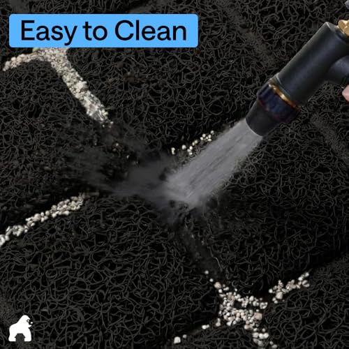 GORILLA GRIP Cat Litter Box Mat, Cushioned Coil Mesh Litter Trapping Mats, Scatter Control Supplies for Less Mess, Phthalate Free, Ultra Deep Catch Grooves, Rinse or Vacuum to Clean 24x17 Black 2 Pack - color: Black, style: Small (24" x 17") x 2