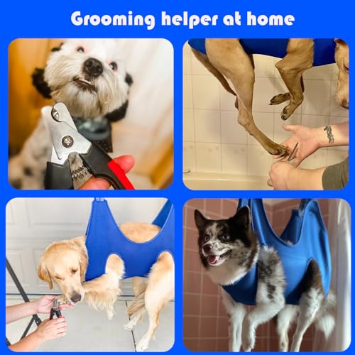 Guzekier Dog Grooming Hammock for Trim Nail, Dog Sling for Grooming, Dog Hammock Restraint Bag with Nail Clippers/Trimmer, Nail File, Pet Comb,Ear/Eye Care (Weight: 20-45 LBS) - size: M(Weight:25-45LB)