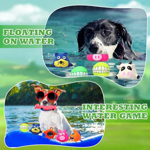 Shappy 20 Pcs Squeaky Dog Toys, Latex Rubber Dog Toys Bulk Soft Squeak Chew Balls Assorted Animals Puppy Fetch Interactive Play for Medium Large Pets(Cute) - style: Cute