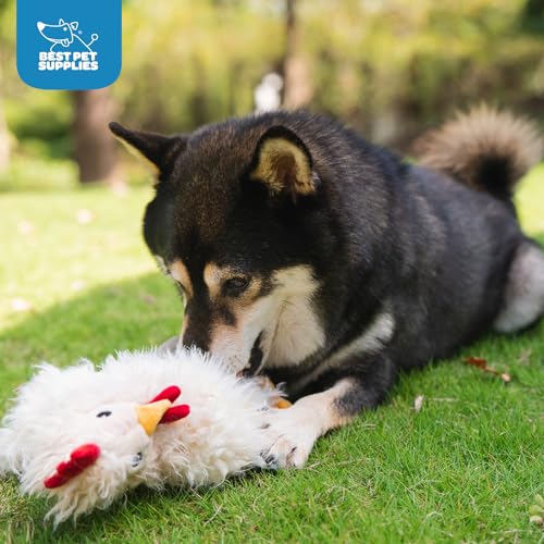 Best Pet Supplies Interactive Squeaky Dog Chew Toy, Ideal Dog Toys for Chewers, Small, Medium & Large Dogs, and Fetch Lovers - Crinkle Chicken (Beige), Large - color: Crinkle Chicken (Beige), size: Large