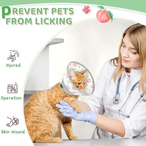 Cat Cone Collar Soft to Stop Licking, Adjustable, Foldable Lightweight Kitten Cones After Surgery Recovery for Cats & Kittens, Cat Cone Alternative, Easy Eating (PinkWhite, M) - color: PinkWhite, size: M