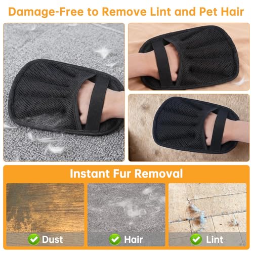 Upgraded Pet Hair Removal Glove, 2 Pack Newly Upgraded Electrostatic Pet Hair Remover Glove with Comb & Pet Hair Keychain, Magic Glove for Pet Hair for Clothing, Couch, Carpet, Car Seat