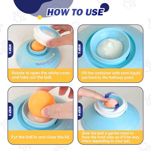 Slow Feeder cat Bowl, Interactive Licking Bowl for Wet & Liquid Food, Cat Puzzle Feeder, Non-Slip Cat Food Bowl for Slow Eating, Anxiety Relief Cat Slow Feeder Bowl (Yellow Ball) - color: Yellow