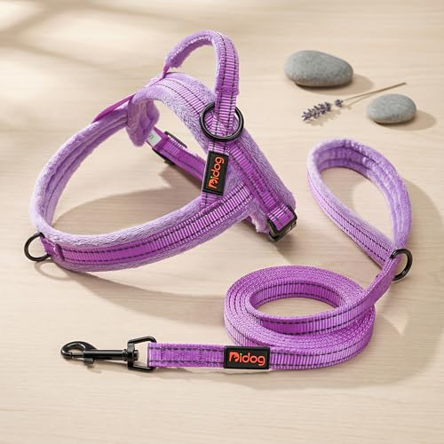 Didog Soft Flannel Padded Dog Vest Harness, No Pull/Quick Fit Reflective Dog Strap Harness, Easy for Training Walking (XS:Chest 15-18", Purple) - color: Purple, size: XS:chest 15-18"
