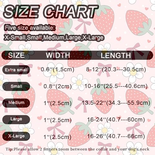 ARING PET Strawberry Dog Collar, Cute Spring Summer Pink Puppy Pet Collars for Small Medium Large Female Girl Dogs-XS - color: Strawberry Pink, size: X-Small
