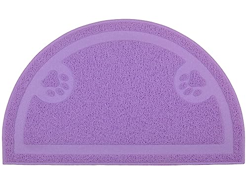 Paw Print Cat Litter Mat, Kitten Litter Mat, Door Mat, Semicircle, 23.5x14.25 Inches (Purple) - color: Purple