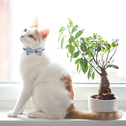 Breakaway Cat Collar with Removable Bow Tie and Bell, Cute Multi-Style Patterns, 3 Pack Safety Buckle Kitten Collars, Adjustable Pet Collar for Boy Cats Puppy (Gray) - color: Style B - Gray