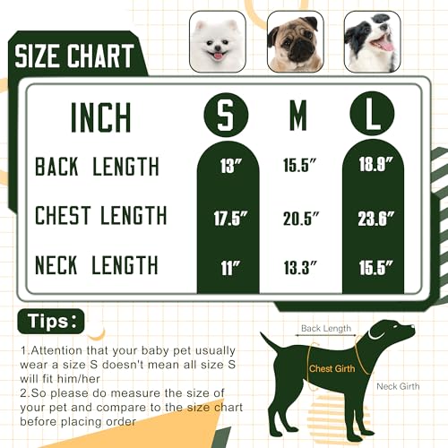 Green Bay Small Dog Sweater Football Theme Turtleneck Knit Dog Sweaters for Small Pets Warm Winter Cat Dog Clothes - color: Green&yellow, size: Large