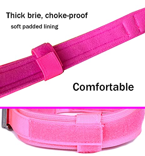 Tactical Dog Collar Adjustable Military Nylon Dog Collar with Control Handle and Heavy Duty Metal Buckle for Medium and Large Dogs (Pink,S) - color: Pink, size: Small (Pack of 1)