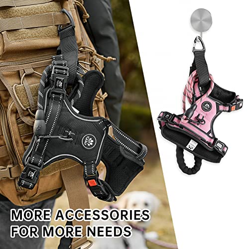 No Pull Dog Harness,Adjustable Oxford Dog Vest Harness with Leash,Reflective No-Choke Pet Harness with Easy Control Soft Handle for Small Dogs(Small,Pink)