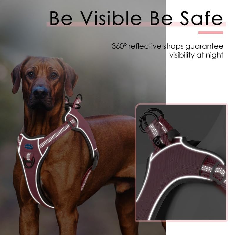 ThinkPet No-Pull Harness, Escape Proof Step-in Reflective Dog Vest Adjustable Breathable Halter Harness with Back/Front Clip for Better Control - color: Pink, size: Medium
