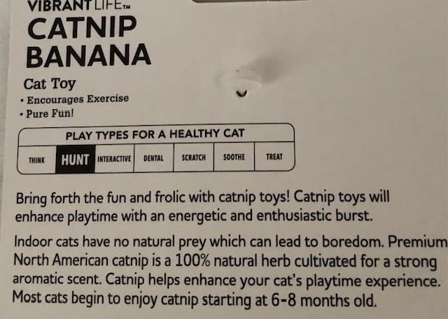 Vibrant Life Cat Toy Yellow Banana Catnip Pure Fun 6.5"