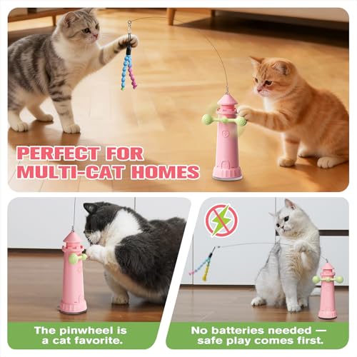 Sedioso Interactive Cat Toy, Suction Cup Cat Wand Toy with 2 Play Modes, Self-Play Enrichment Cat Toy, Indoor Boredom Relief & Exercise for Cats