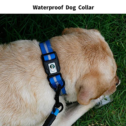 NIMBLE Dog Collar Waterproof Pet Collars Anti-Odor Durable Adjustable PVC & Polyester Soft with Reflective Cloth Stripe Basic Dog Collars S/M/L Sizes (Medium (11.81”-18.5”inches), Blue) - color: Blue, size: Medium (11.81”-18.5”inches)