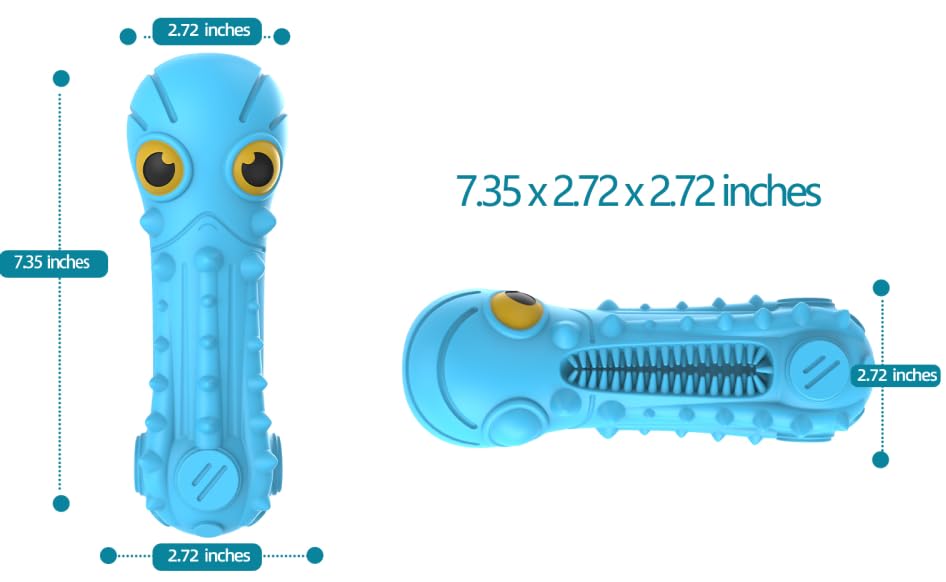 ZIKATON Dog Squeaky Toys for Aggressive Chewers, Durable Chew Toys for Large Medium Breed Dog, Dog Toys, Tough Durable Dogs Toys with Natural Rubber - color: Bule Octopus