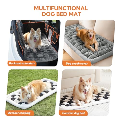 Dog Bed for Car Back Seat Soft Plush Backseat Pet Bed Mat Non-Slip Travel Pet Mat, Fuzzy Plaid Dog Seat Cover, Fit for Backseat Extenders and Trucks SUVs (Light Gray, 54" x 24.8") - color: Light Gray