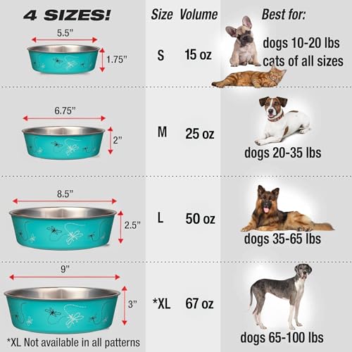 Loving Pets Bella Dog Bowls- Stainless Steel Dog & Cat Bowls - Spill Proof Dog Food Bowl, Cat Bowl, Puppy Essentials & Pet Supplies Great for Home & Travel (Small 10-20 lbs, Dragonfly) - color: Dragonfly, size: Small (10-20lbs)