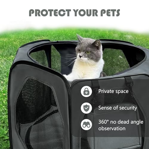 Nasonet Dog Playpen, Cat Dog Crate Portable Pet Exercise Cage Kennel House Puppy Playpen Animal Playpen Indoor/Outdoor, Water-Resistant Kennel Tent with Traveling Bag (Grey, Large)