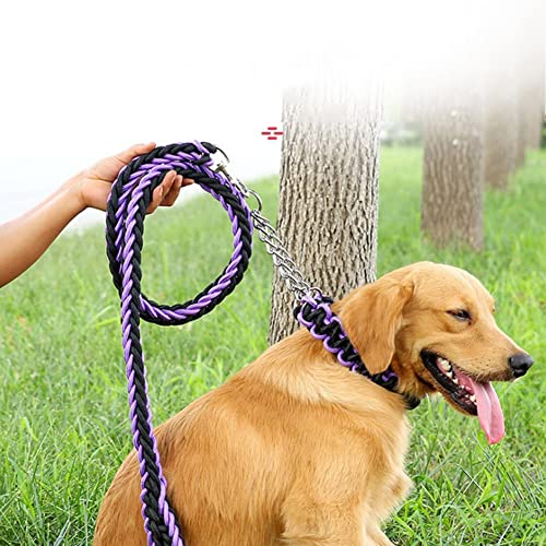 Love Dream Dog Collar and Leash Set, Heavy Duty Nylon Braided Rope Strong 4 FT Dog Leash and Martingale Training Collar for Small Medium Large Dogs Training and Walking (Blue & Pink) - color: Blue & Pink, size: Medium (Thick 1.5cm)
