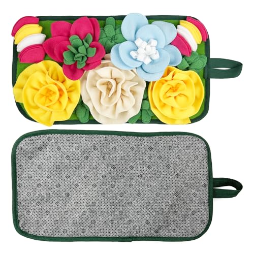 Small Animal Snuffle Mat, Toy for Rabbits Guinea Pigs Hamsters and Hedgehogs, Cute Flower Feeding Mat with Non-Slip Bottom (Grey) - color: Grey