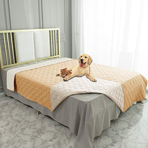 Ameritex Waterproof Dog Bed Cover Pet Blanket for Furniture Bed Couch Sofa Reversible - color: Sand+beige, size: 30x53 Inch (Pack of 1)